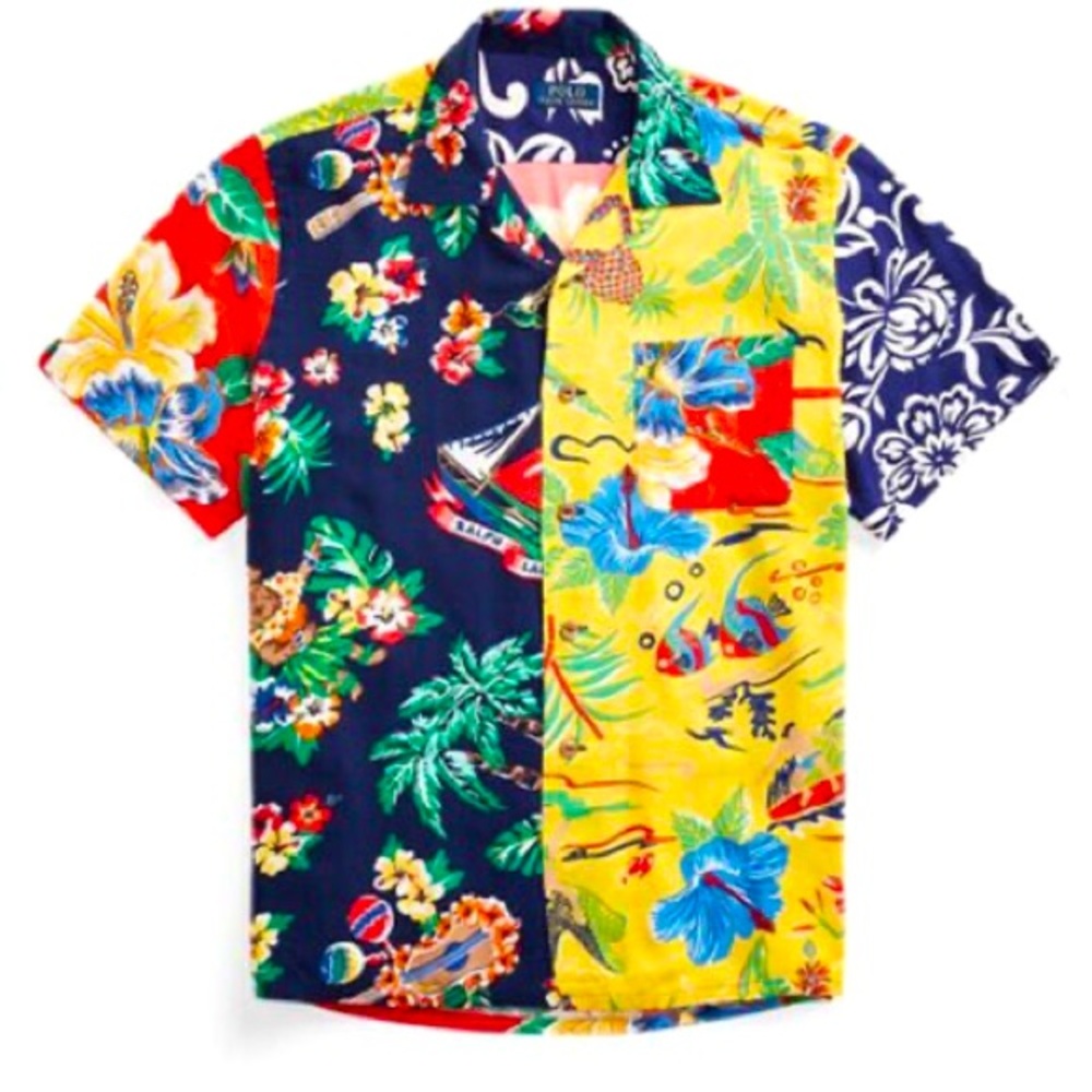 NEW Polo Ralph Lauren Tropical Beach Bear Camp Hawaiian Shirt